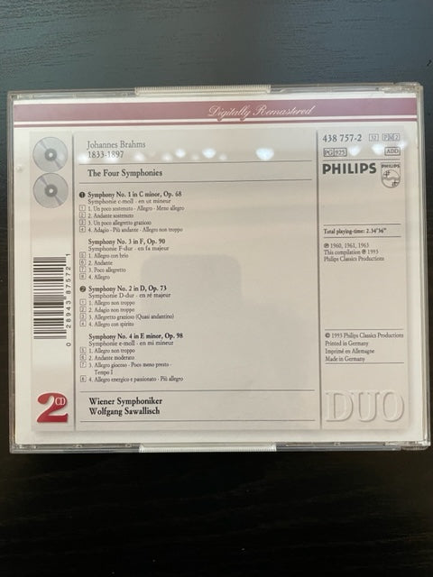 CD Johannes Brahms The four symphonies 2 CD W.Sawallisch, direction