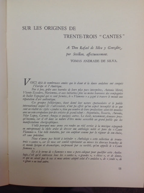 Anthologie du Cante flamenco, livre de Tomas de Andrade de Silva