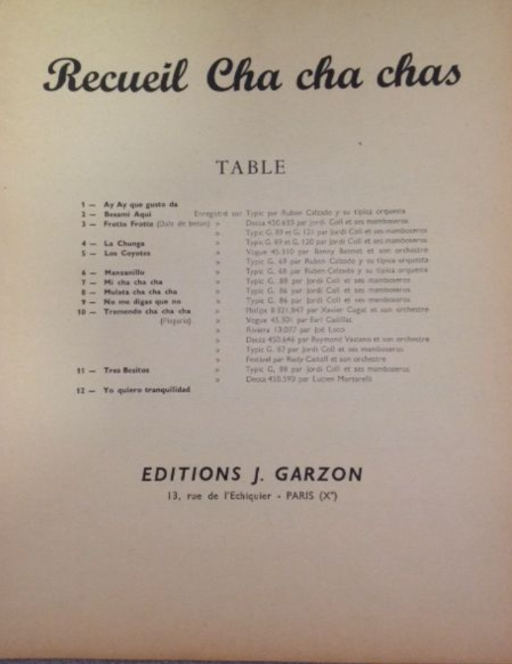 Album Cha Cha Cha partition pour accordéon