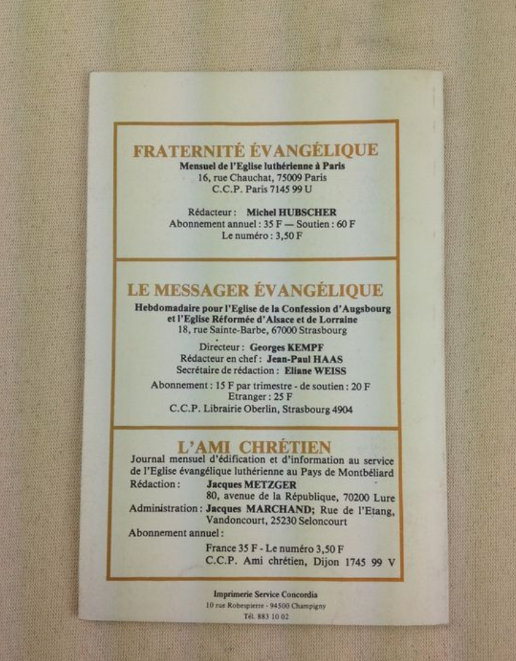 Positions luthériennes - 26e année n° 23, revue