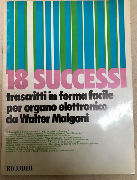 18 successi trascritti in forma facile per organo elettronico, partition pour orgue