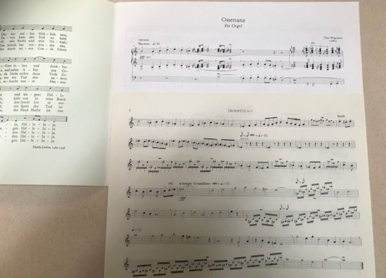 Theo Wegman Ostertanz für Orgel, partition pour trompette et orgue