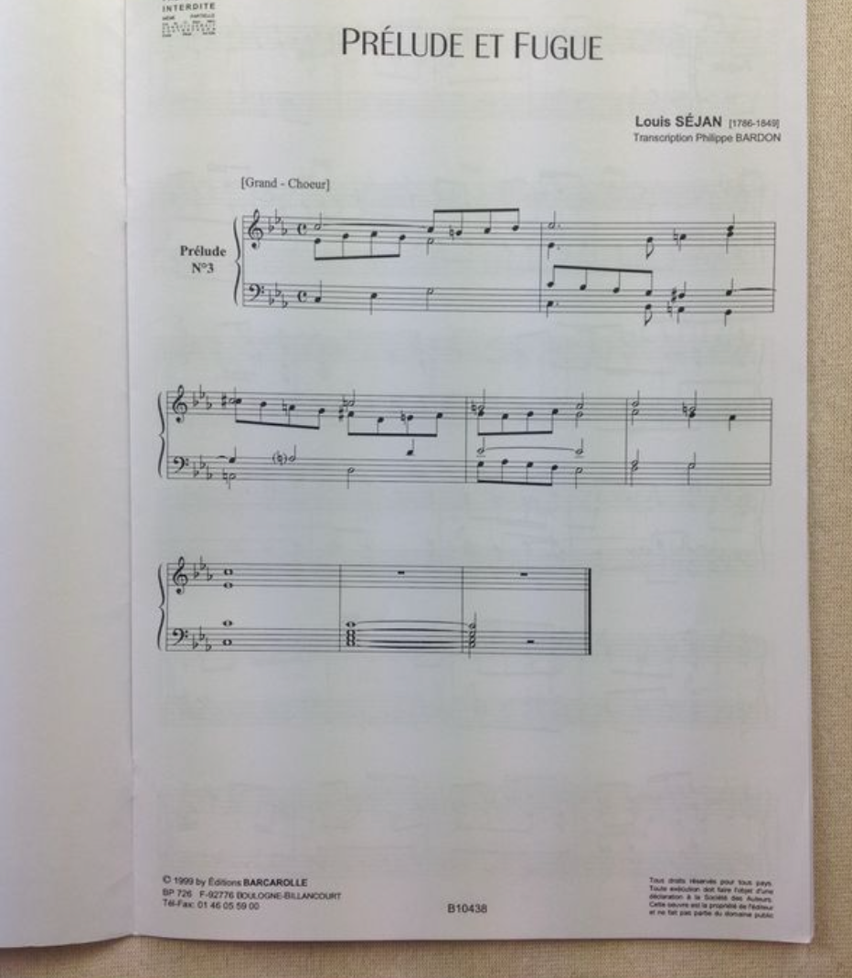 Séjean Louis : Prélude et fugue , partition pour orgue