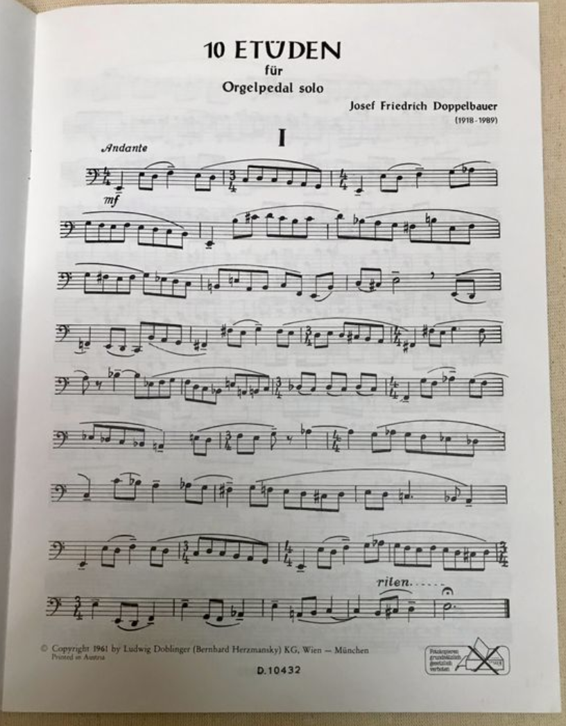 Doppelbauer - 10 Etüden für Orgelpedal solo, partition de Josef Friedrich