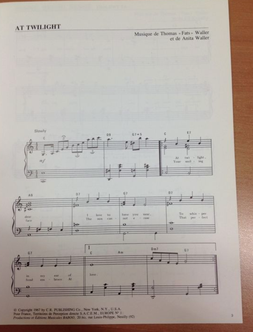 Fats Waller Reminiscences partition piano chant