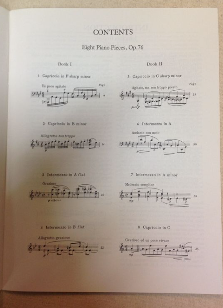 Johannes Brahms 8 piano pieces opus 76 partition piano