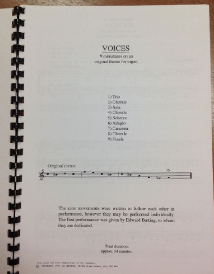 Stout Alastair Voices 9 miniatures on a original theme for organ partition pour orgue