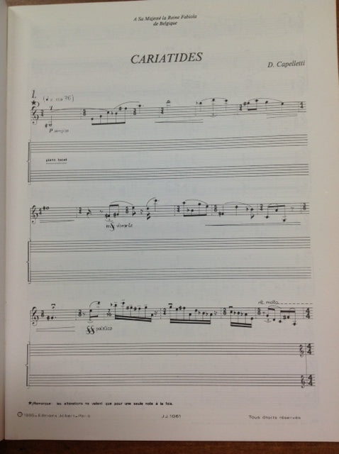 Daniel Capelletti Cariatides partition pour violon et piano