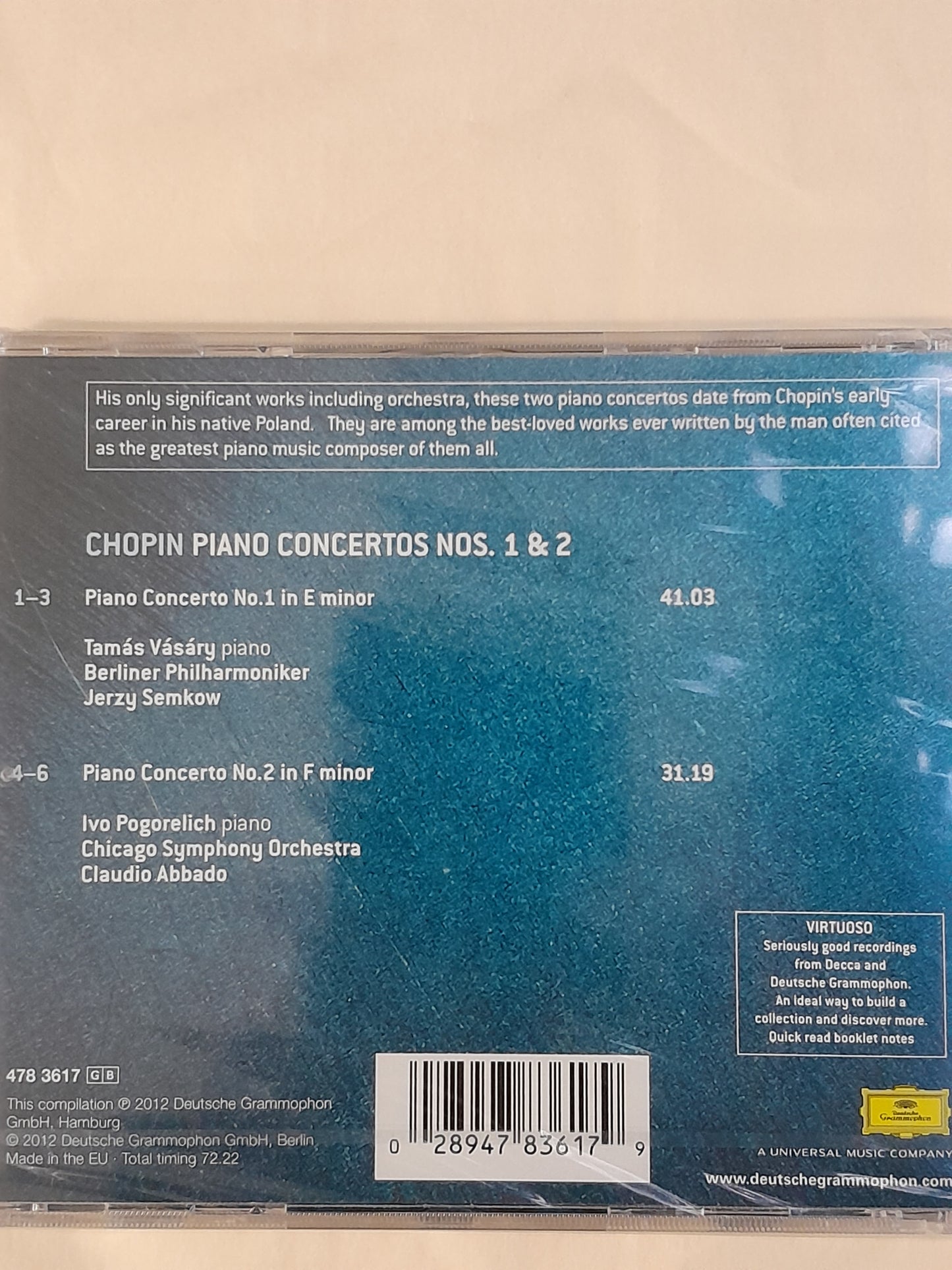 CD Frédéric Chopin Concertos pour piano n° 1 & 2 direction Claudio Abbado