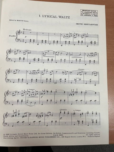 Chostakovitch Dmitri Dances of the dolls partition piano