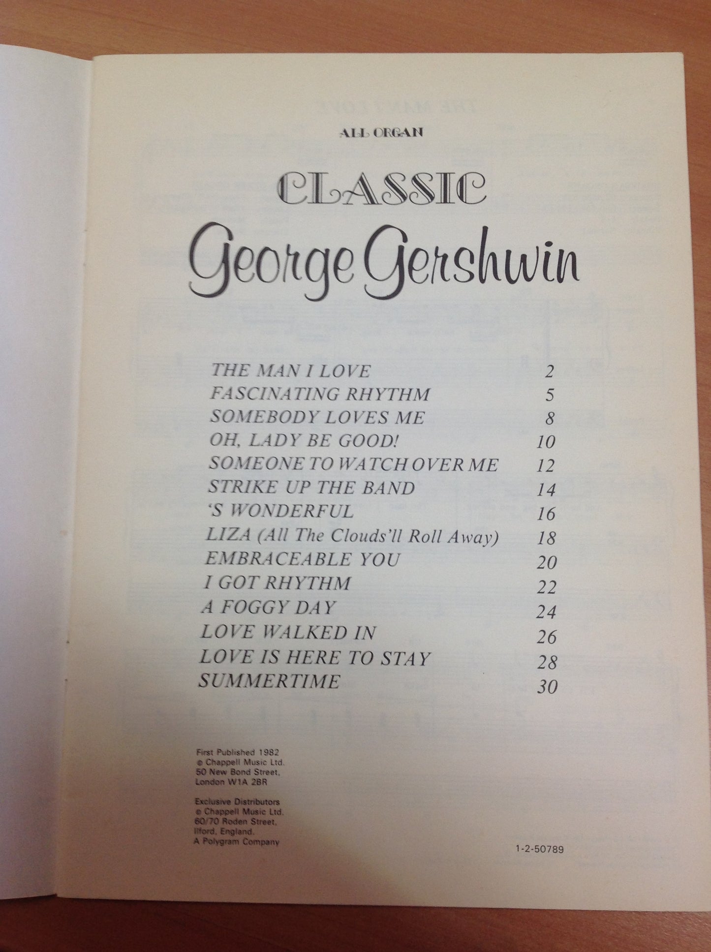 Classic George Gershwin partition pour orgue et voix