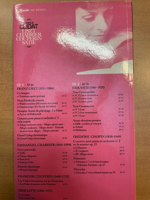 Clidat France Liszt, Chabrier, Couperin, Satie, Chopin (livret + 2CD)