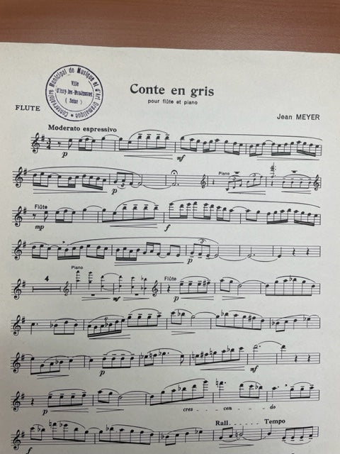 Jean Meyer Conte en gris partition pour flute et piano