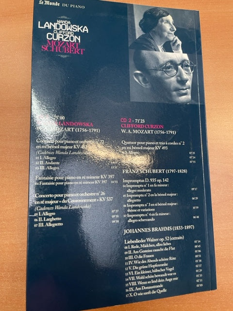 Wanda Landowska et Clifford Curzon Mozart, Schubert et Brahms Livret + 2 CD
