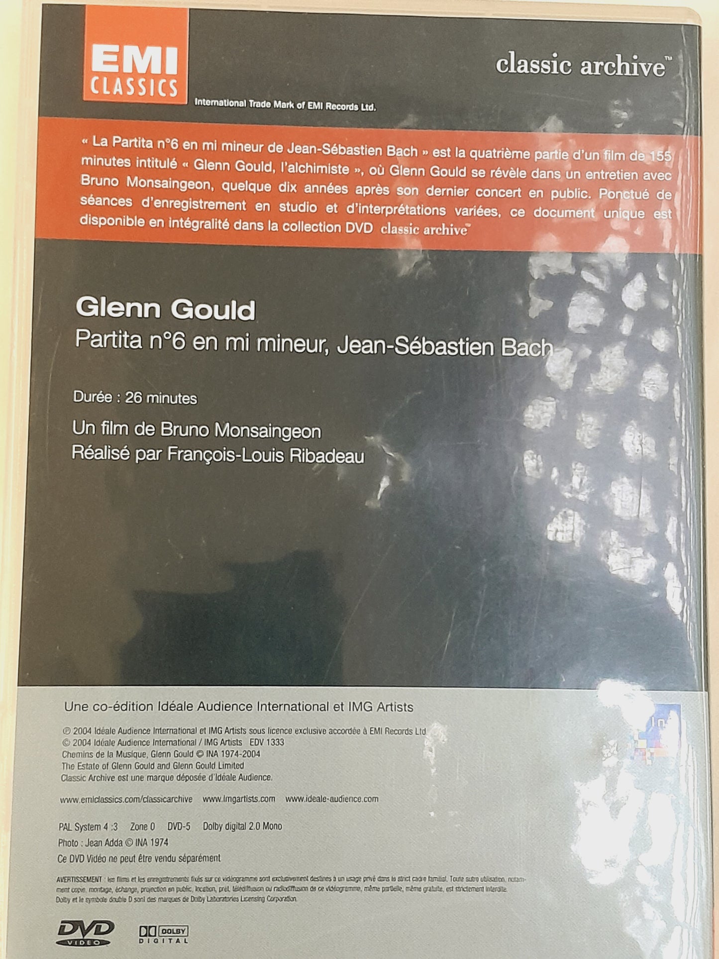 DVD Glenn Gould - N°6 en mi mineur, Bach Extrait du DVD "Glenn Gould, l'Alchimiste"