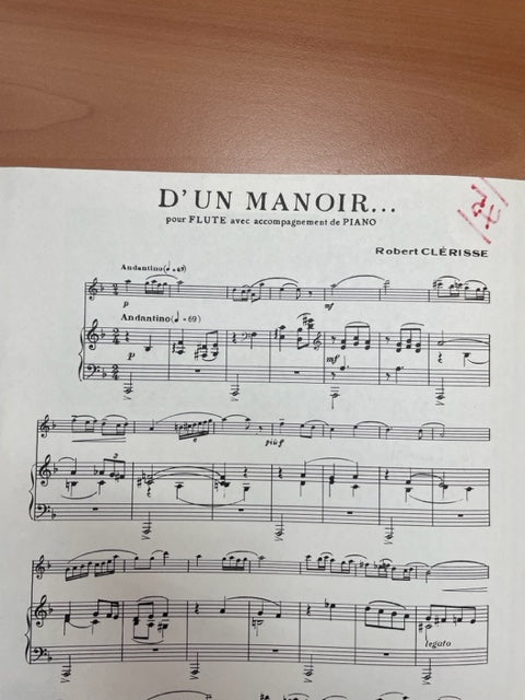 Robert Clérisse D'un manoir partition pour flute et piano