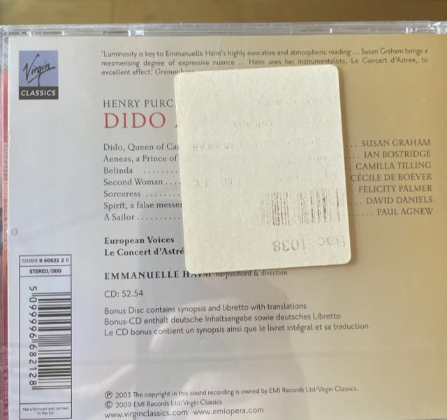 CD Henry Purcell Didon et Ennée le concert d'Astrée Emmanuelle Haim