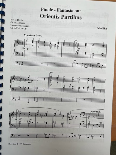 Partition de John ELLIS Finale - Fantasia on Orientis Partibus pour orgue