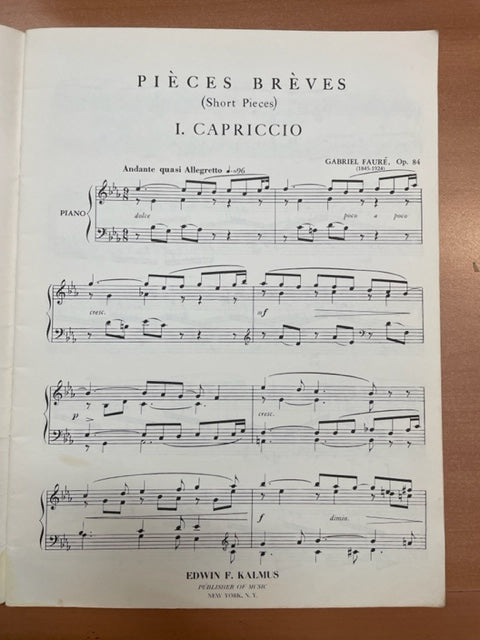 Fauré Gabriel Pièces brèves op.84 - 8 pièces partition piano