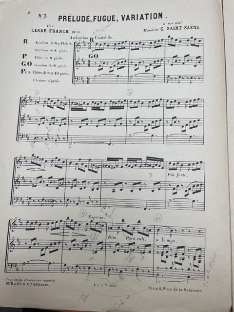 César Franck prélude, fugue et variation opus 18 partition pour orgue