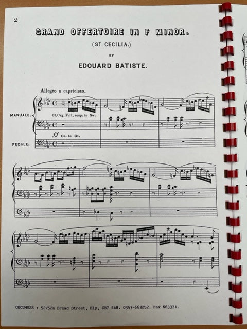 Partition de BATISTE Edouard Grand offertoire in F minor (St Cecilia) pour orgue