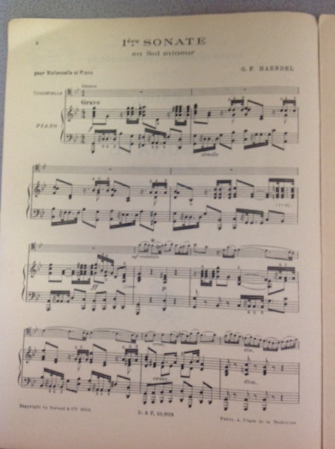 Haendel 1ere sonate en sol mineur pour piano et violoncelle