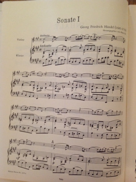 Handel Sonates pour violon et piano volume 1
