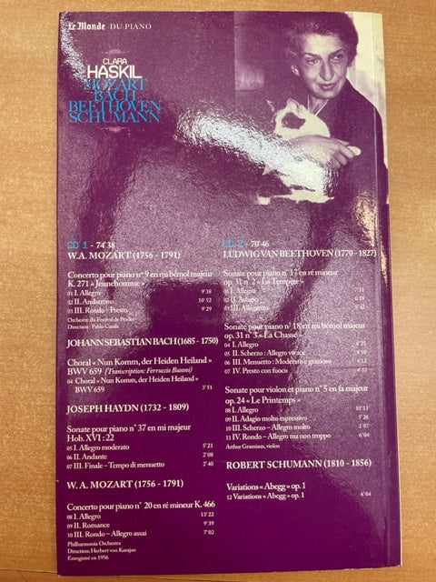 Clara Haskil Mozart, Bach, Beethoven, Schumann livret + 2CD