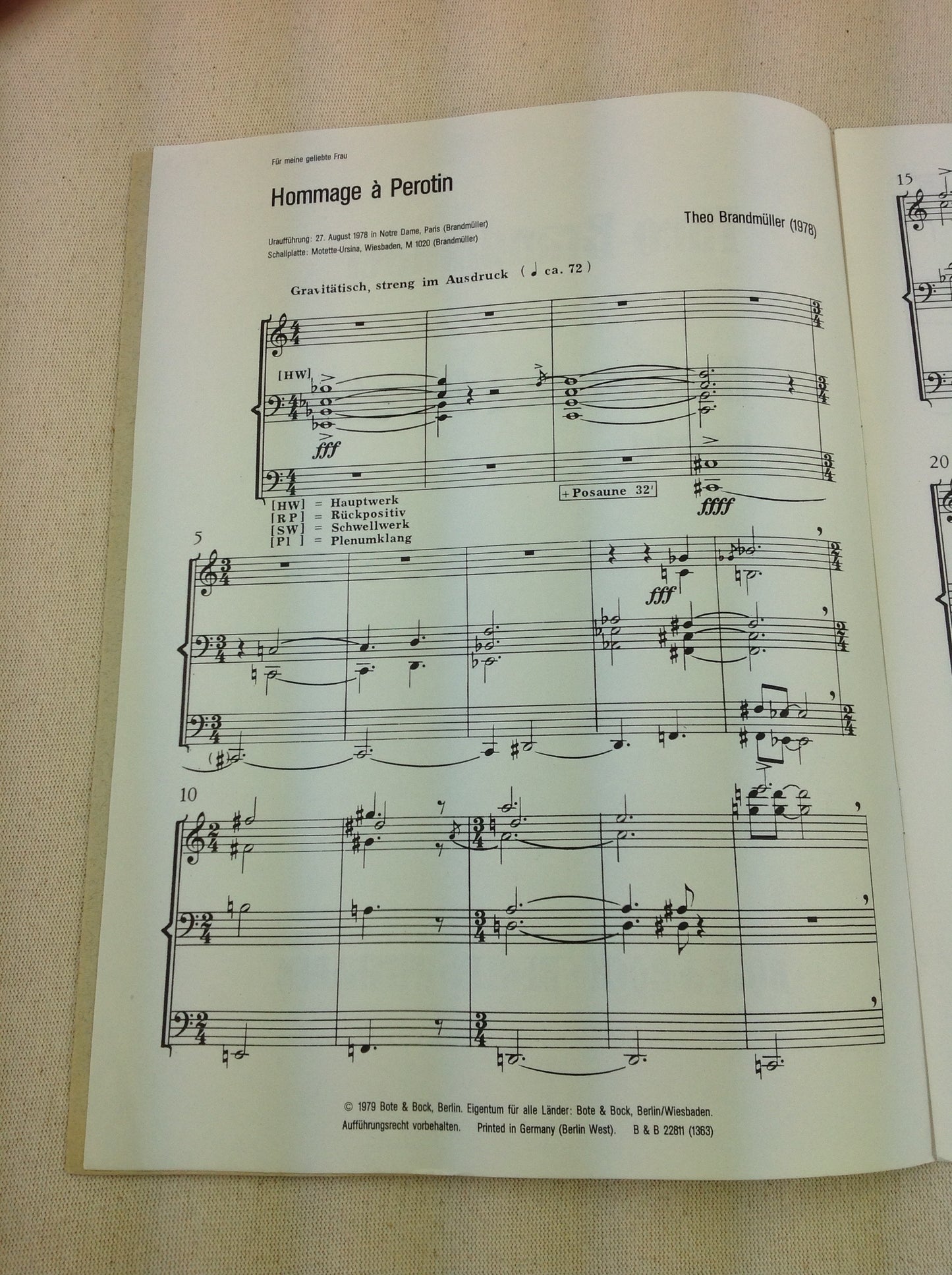 Theo Brandmuller Hommage à Perotin partition pour orgue