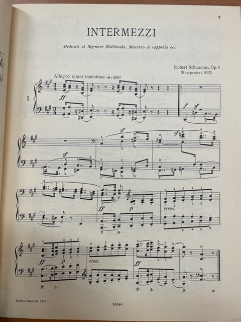 Robert Schumann Intermezzi opus 4 partition piano