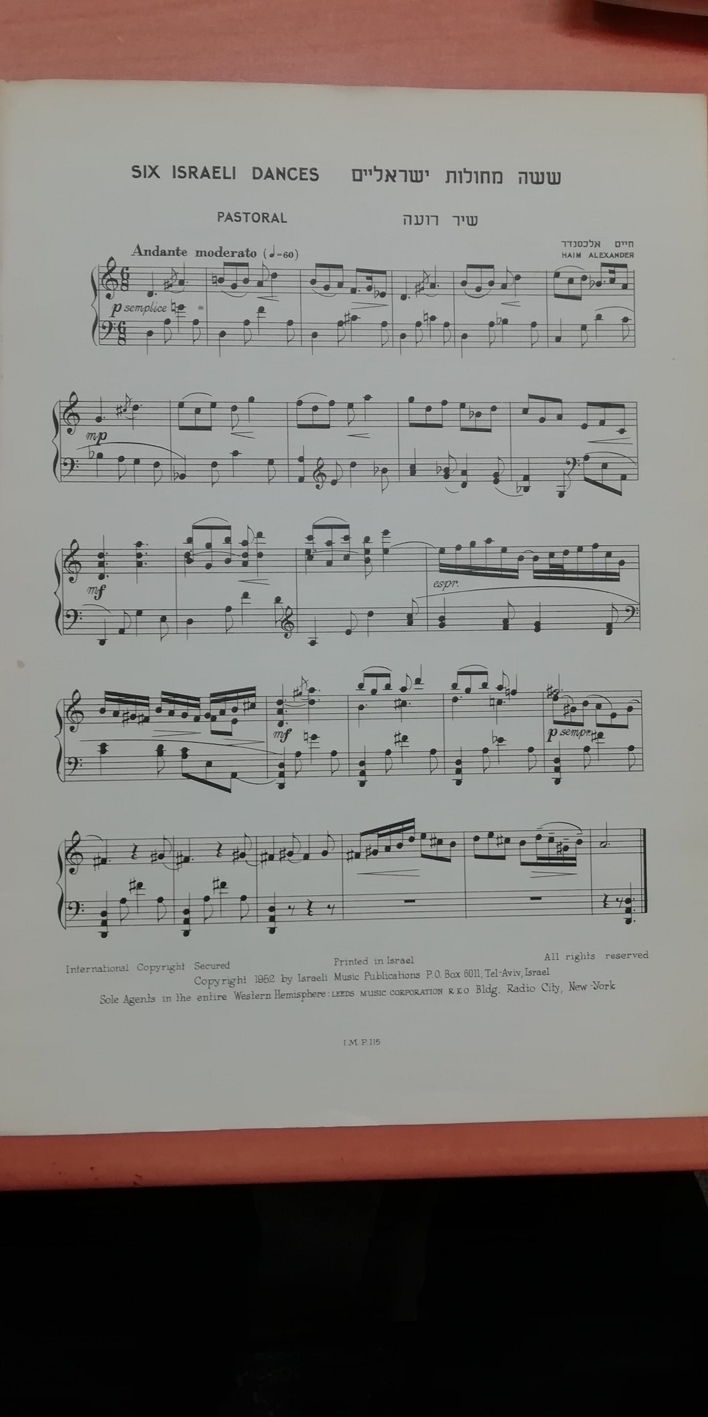 Alexander Haim Six Israeli dances partition piano