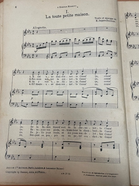 Jaques Dalcroze Chansons d'enfants op. 42 pour chant et piano