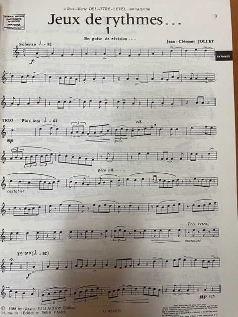 Jean Clement Jollet Jeux de rythmes...et jeux de clés volume 7 fin d'études