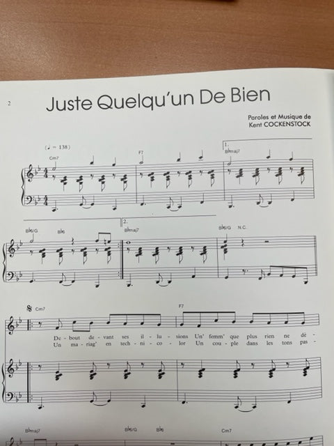 Partition de Kent COCKENSTOCK Juste quelqu'un de bien piano chant
