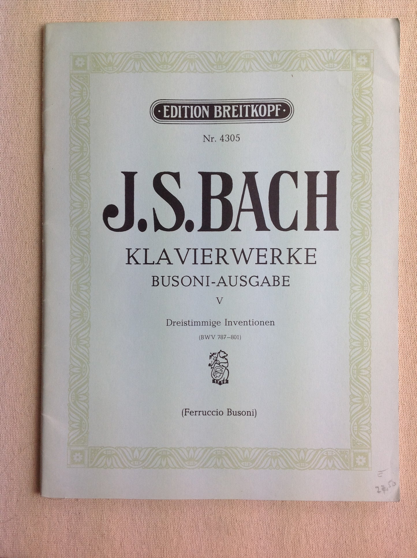 J.S Bach Klavierwerke Busoni-Ausgabe band 5
