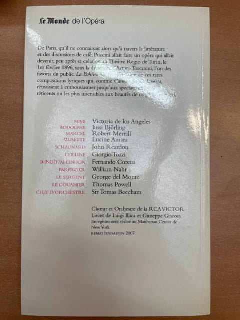 Puccini La Bohème Livret bilingue + 2 CD