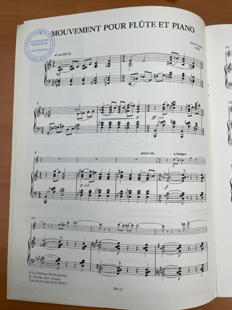 Anne Lauber Mouvement partition pour flute et piano