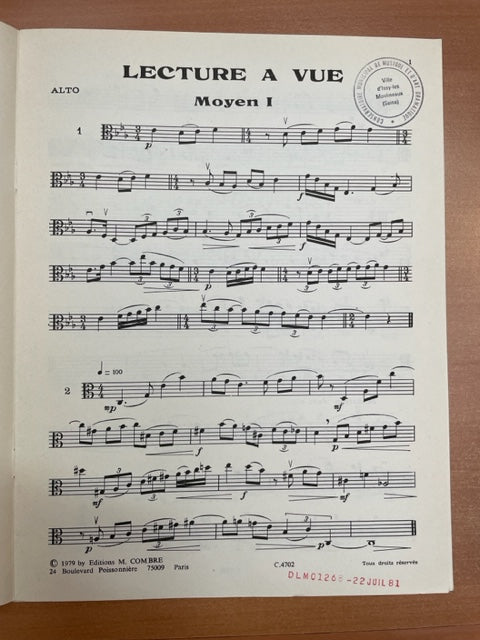 Lectures à vue de la Fédération des Conservatoires municipaux: Alto et violon