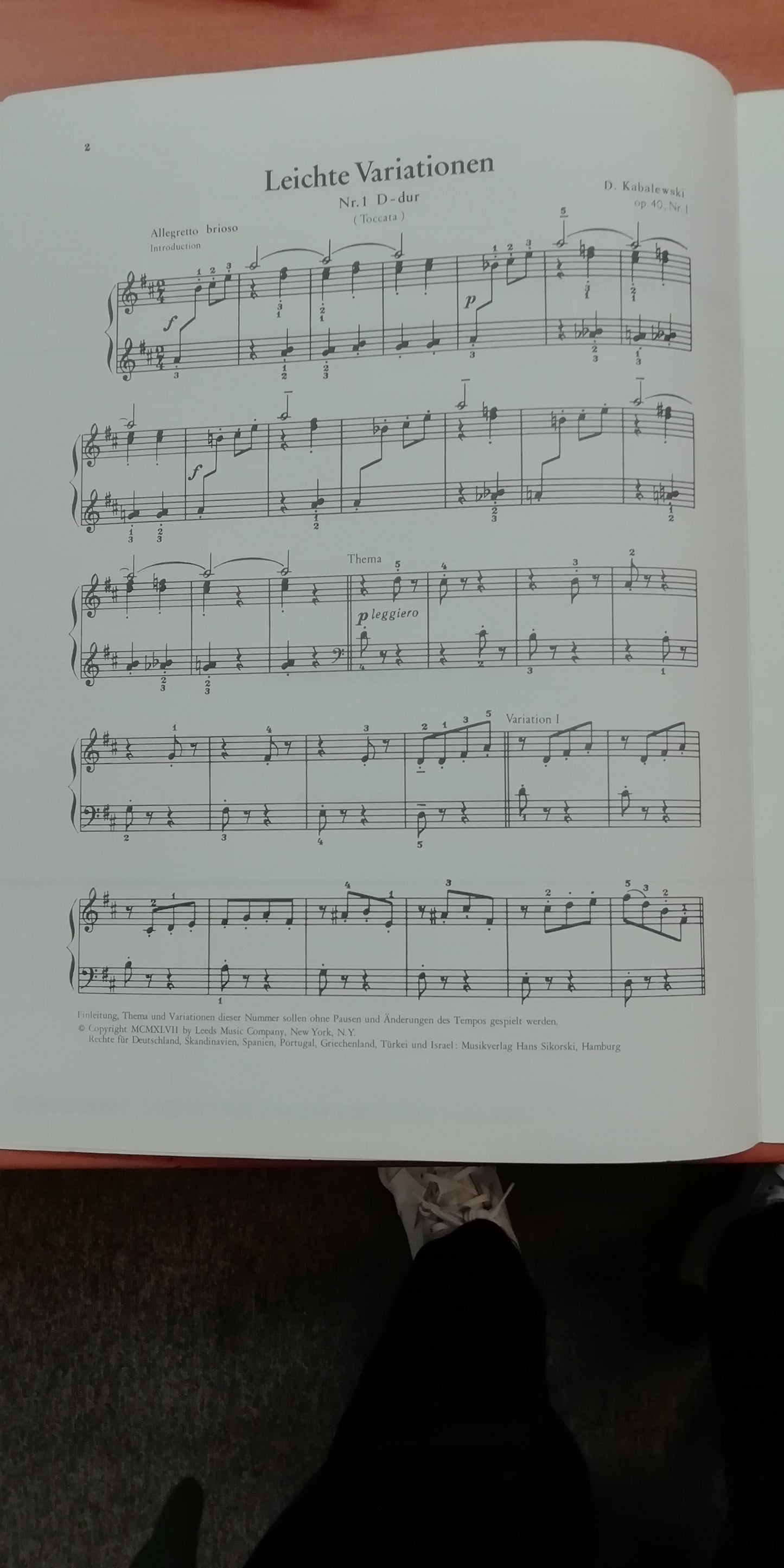 Dmitri Kabalevski Leichte Variationen op. 40 partition piano