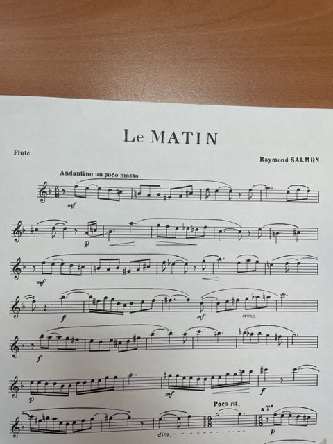 Raymond Salmon Le matin partition pour flute et piano
