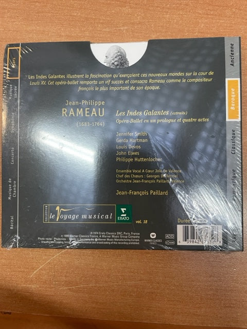CD Jean Philippe Rameau les Indes Galantes extraits opéra ballet en un prologue et quatre actes