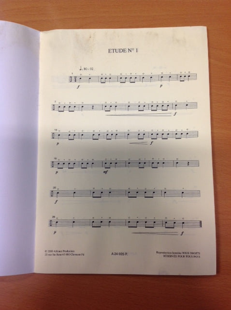 Gianni Sicchio Les rythmes sous forme d'études partition pour caisse-claire