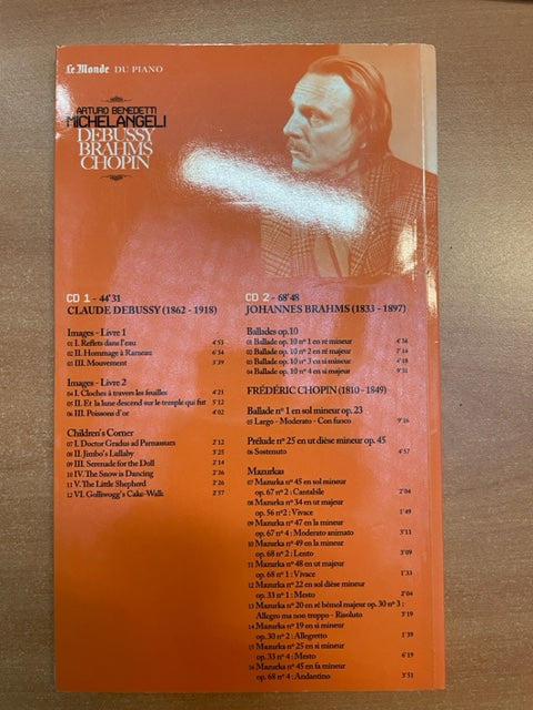 Arturo Benedetti Michelangeli Debussy, Brahms et Chopin livre + 2CD