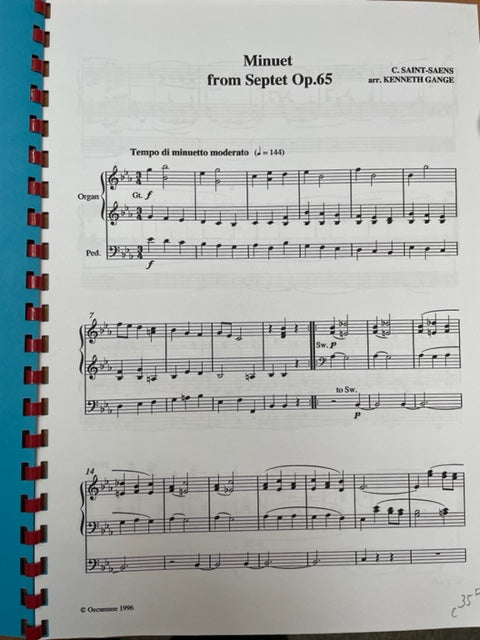 Partition de Camille SAINT-SAENS Minuet from the Septet op.65 pour orgue