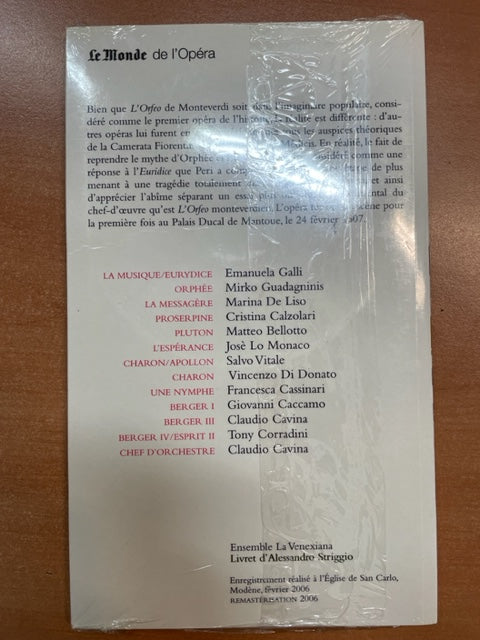 Monteverdi L'Orfeo - livret français + 2 CD