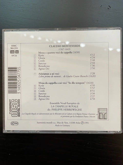 CD Claudio Monteverdi Messa a quattro voci direction Philippe Herreweghe
