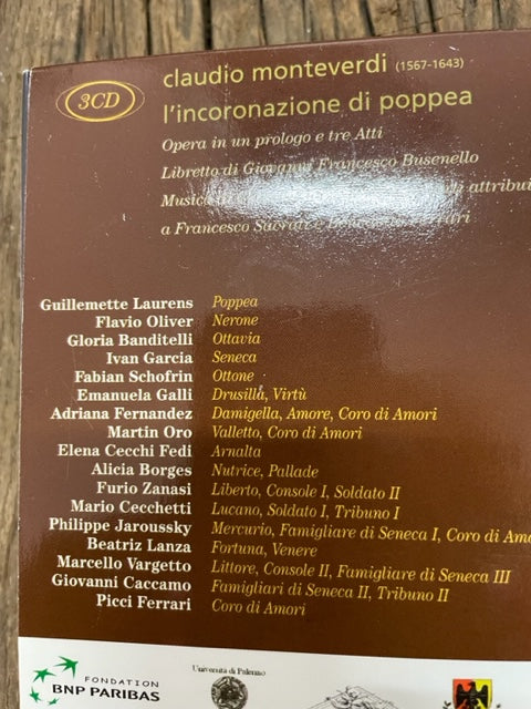 Coffret 3CD Monteverdi L'incoronazione di Poppea + livret de 141 pages