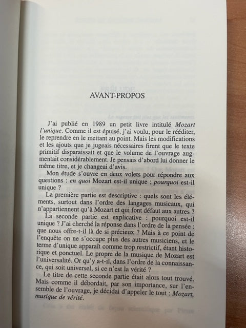 Mozart, musique de vérité livre de Jean Victor Hocquard- 3000 partitions, livres et vinyles d'occasion en vente sur notre site internet gastonmusicclub.fr Gaston Music Store