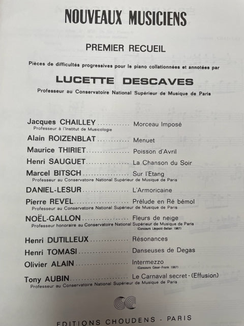 Nouveaux musiciens, 1er recueil partition piano