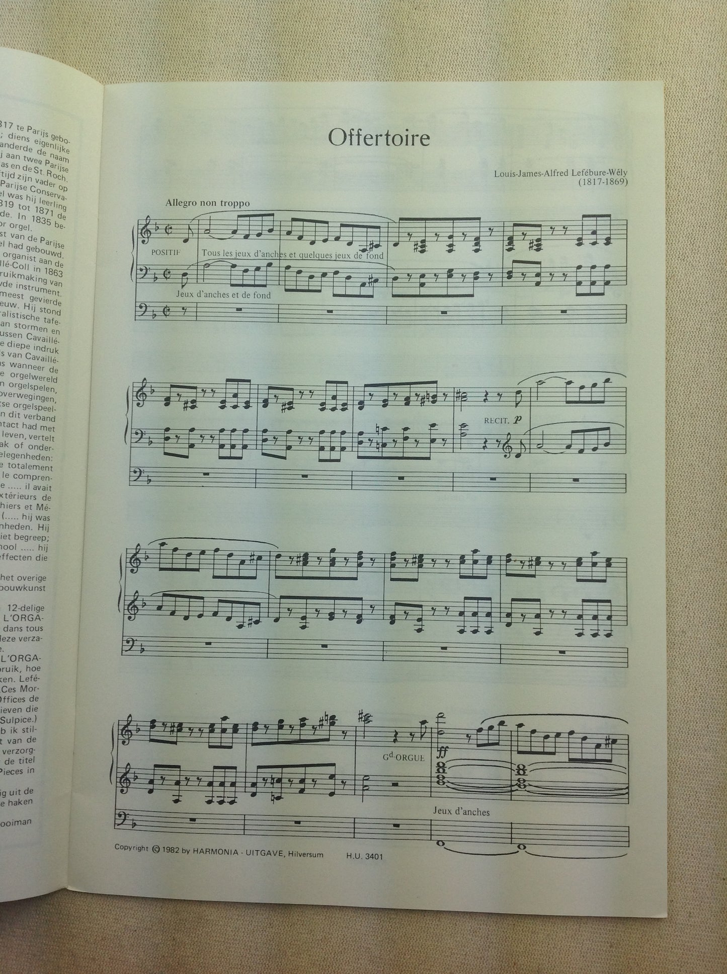 L.J. Lefébure-Wély Offertoire en ré mineur, partition pour orgue